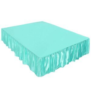 Satin Bed Skirt 18" Drop Ruffle Wrinkle Free Bedskirt Soft Smooth Cyan